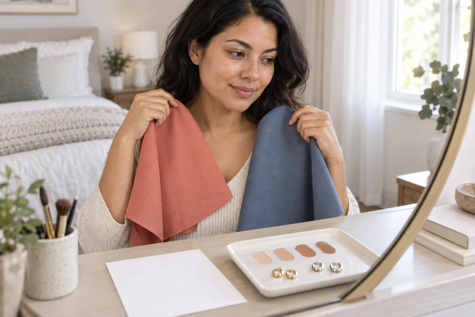 Cool and warm fabric pairs for an undertone test
