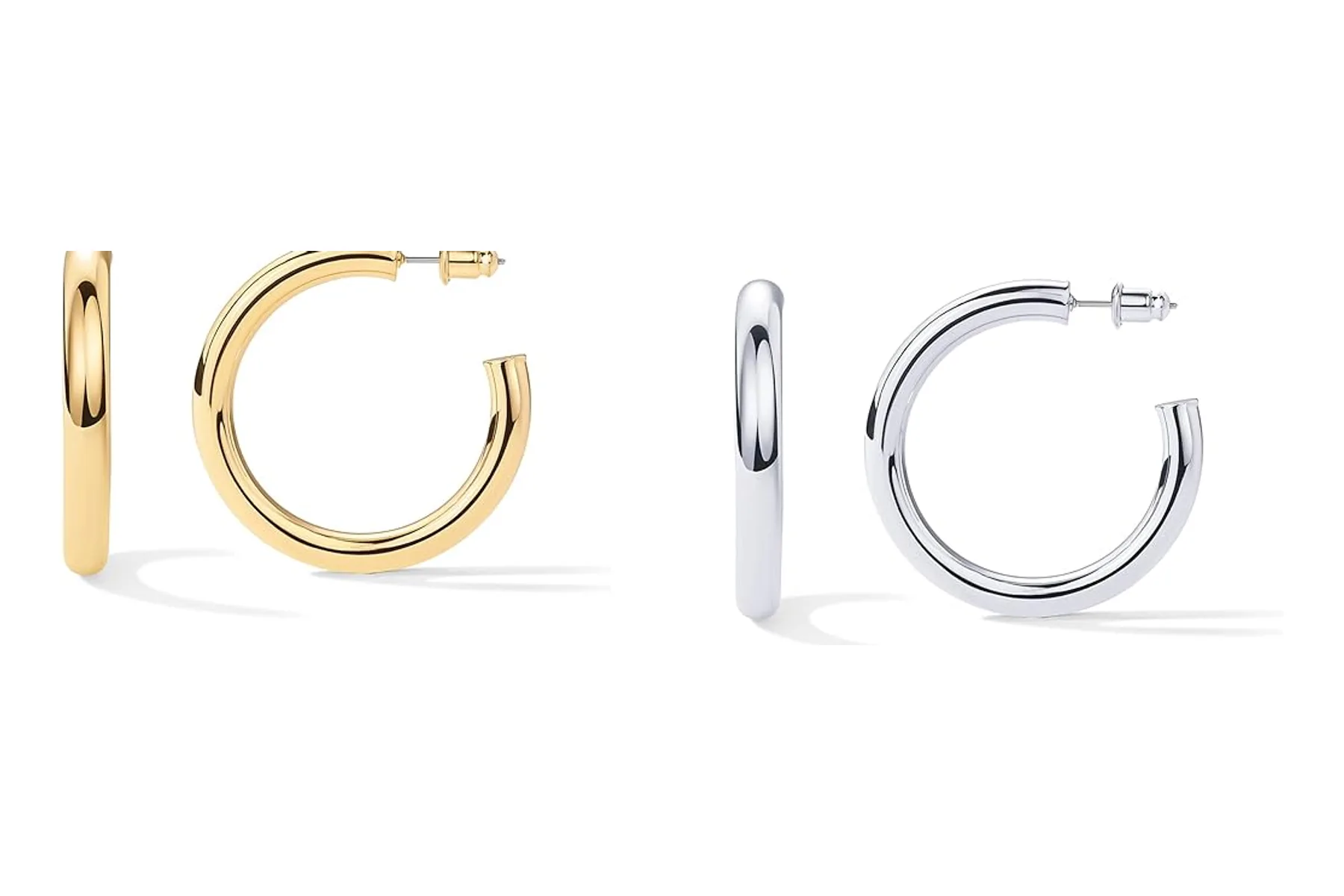 Gold and silver jewelry of similar size and shine