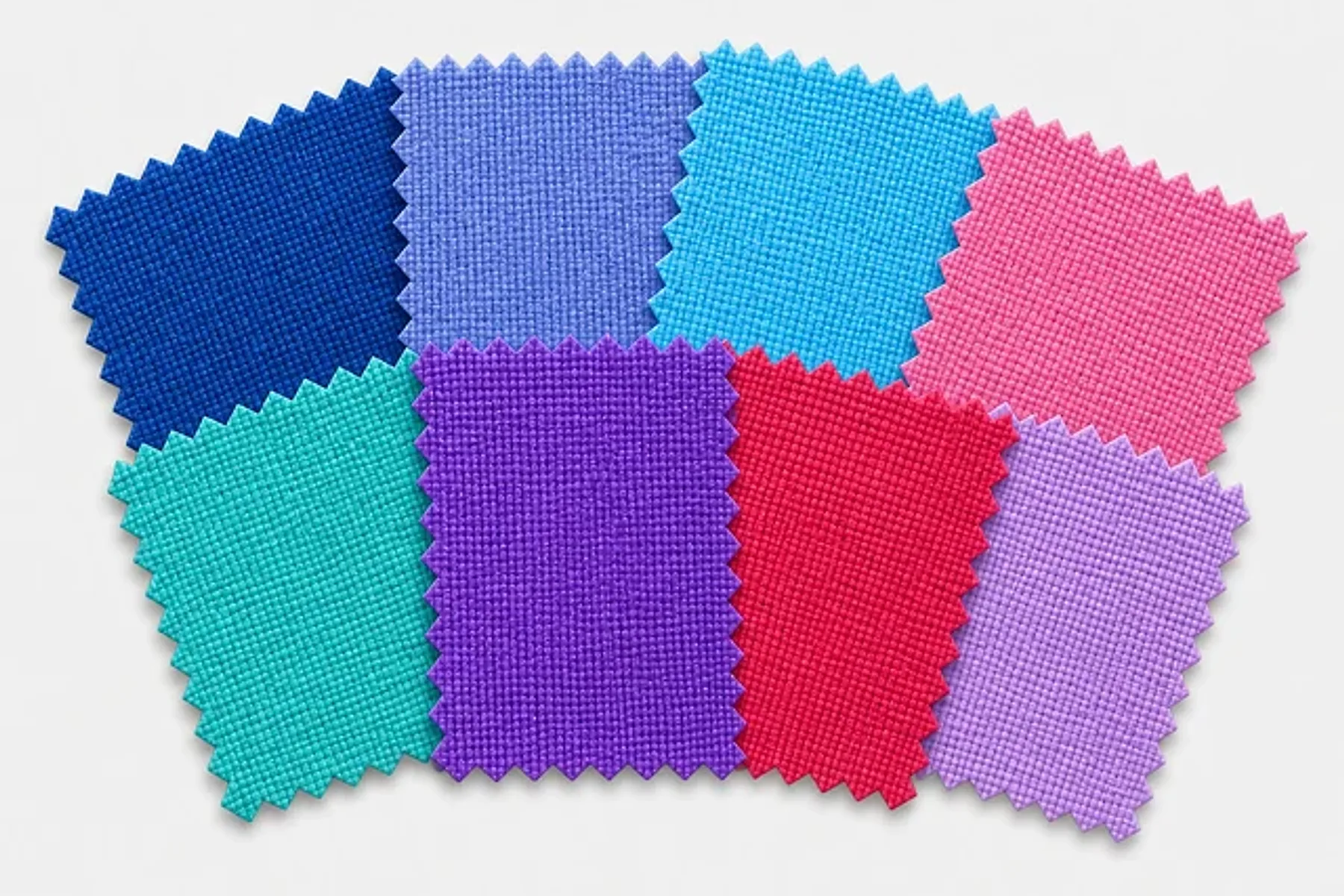 True Summer palette fabric flat lay: dusty rose, raspberry, soft fuchsia and soft white swatches