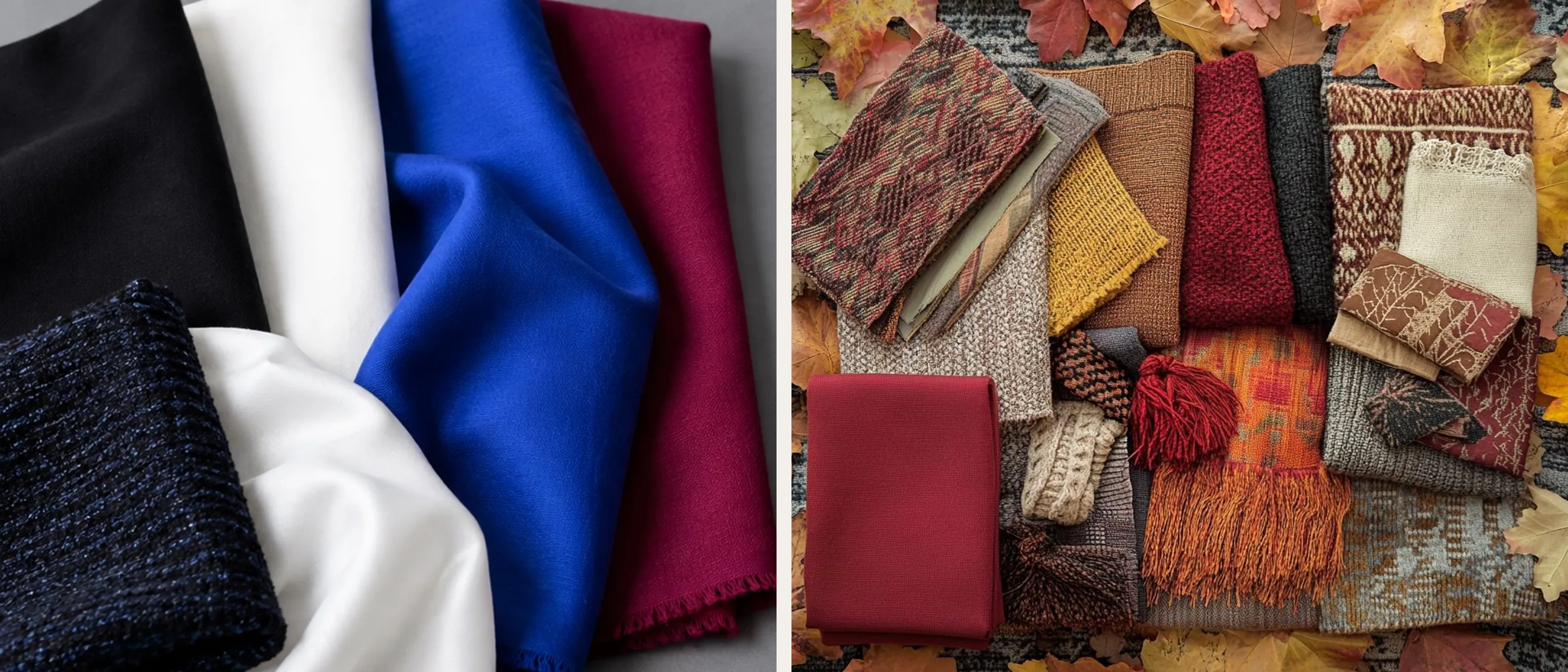 Deep Winter and Deep Autumn fabrics side by side