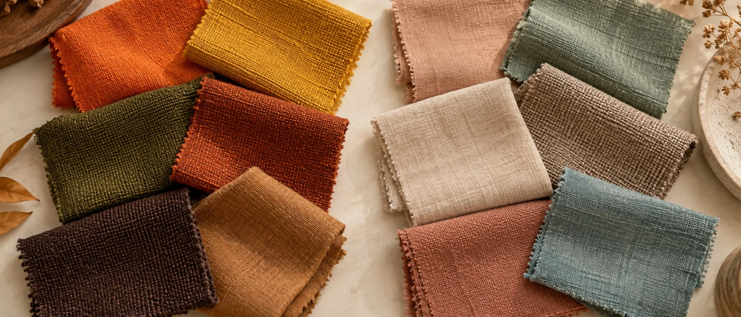 True Autumn and Soft Autumn fabrics side by side